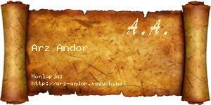 Arz Andor névjegykártya